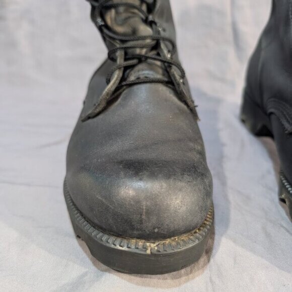 Black Leather Military Combat Lace Up Boots Size 4.5 - Picture 3 of 11